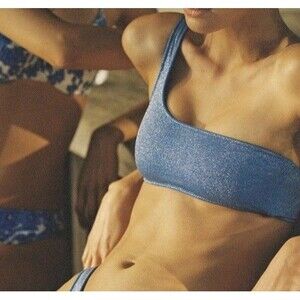 Triangl Swimwear One Shoulder Melrose Blue Marina Sparkle Bikini Top Size Small